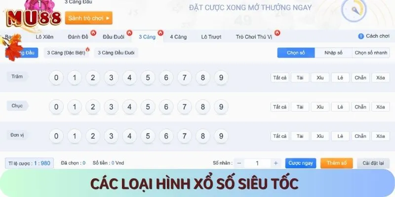 Có nhiều hình thức xổ số biến thể siêu tốc cho anh em tham khảo lựa chọn